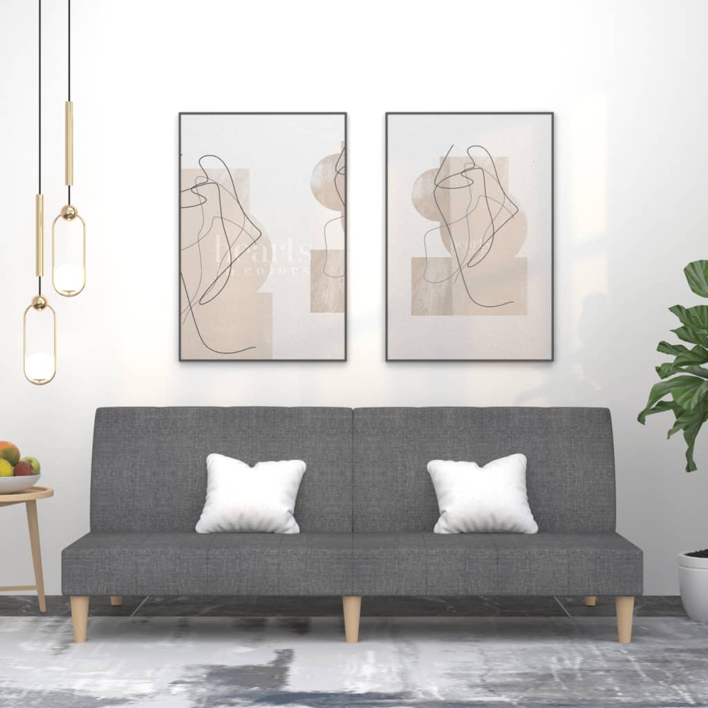 Divano Letto a 2 Posti Grigio Chiaro in Tessuto - homemem39