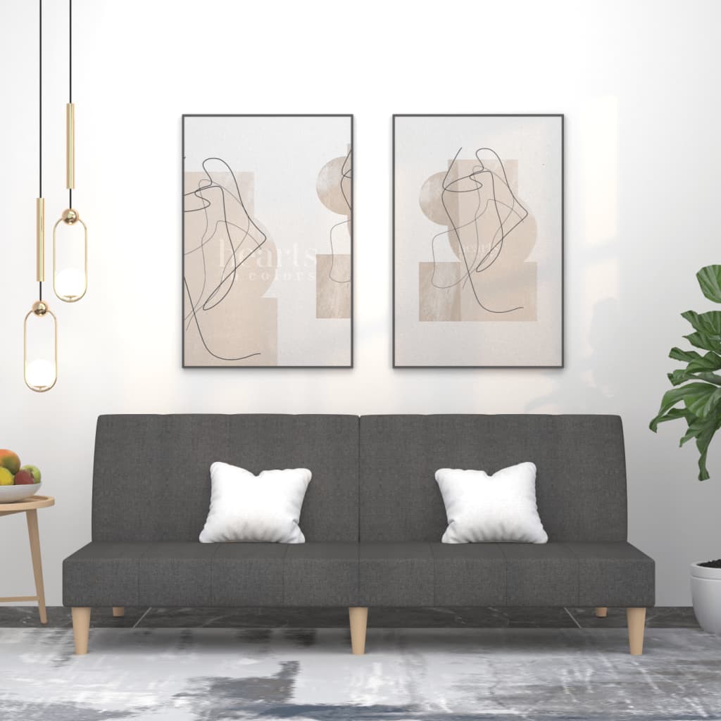 Divano Letto a 2 Posti Grigio Scuro in Tessuto - homemem39