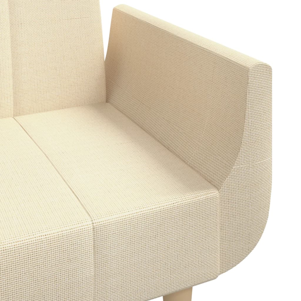 Divano Letto a 2 Posti con 2 Cuscini Crema in Tessuto | homemem39