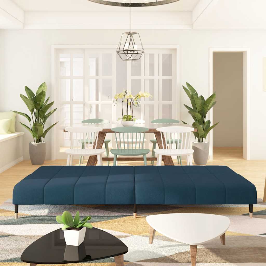 Divano Letto a 2 Posti Blu in Velluto - homemem39