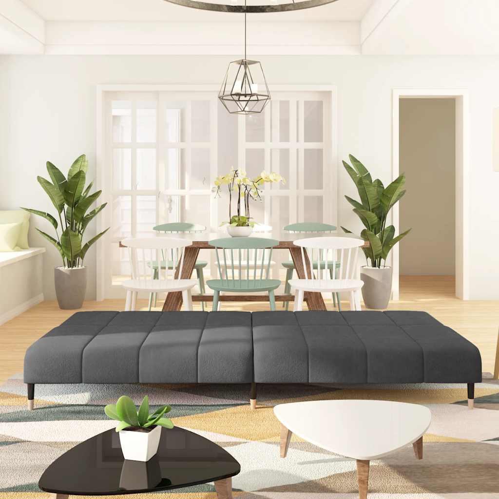 Divano Letto a 2 Posti Grigio Scuro in Velluto - homemem39