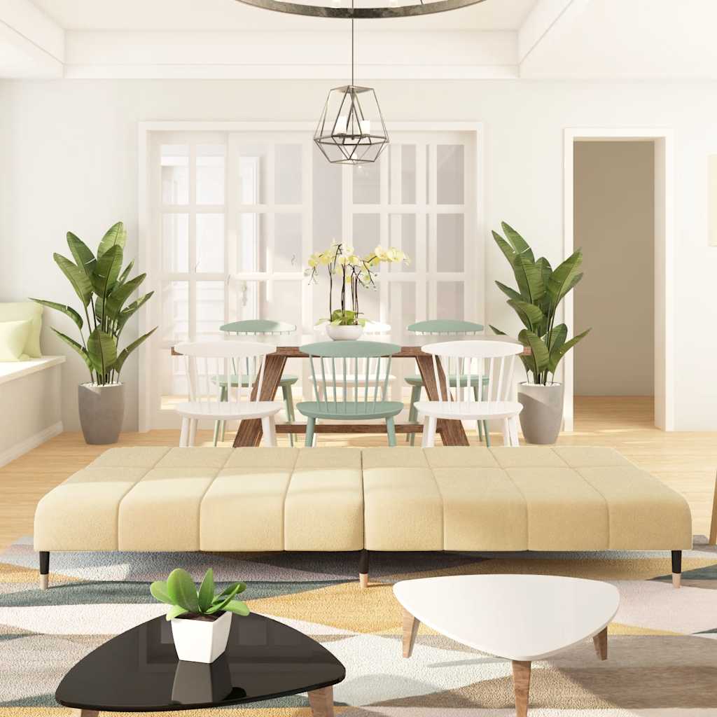 Divano Letto a 2 Posti Crema in Velluto - homemem39