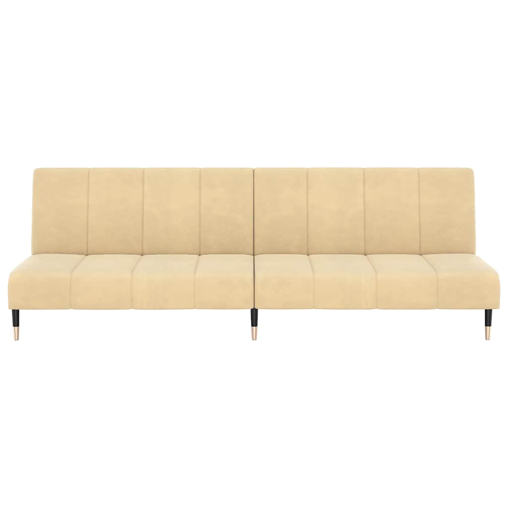 Divano Letto a 2 Posti Crema in Velluto - homemem39