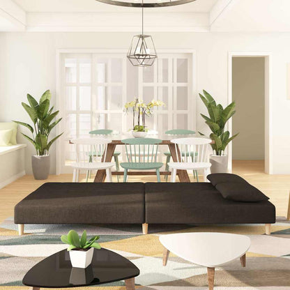 Divano Letto a 2 Posti con 2 Cuscini Marrone in Tessuto - homemem39