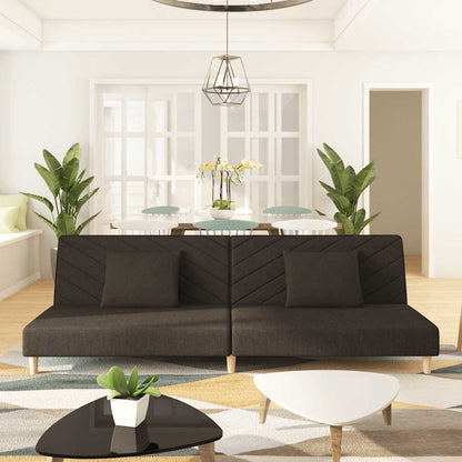 Divano Letto a 2 Posti con 2 Cuscini Marrone in Tessuto - homemem39