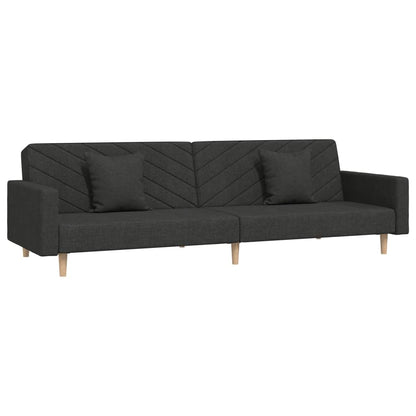 Divano Letto a 2 Posti con 2 Cuscini Nero in Tessuto | homemem39