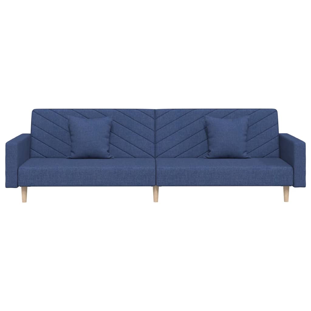 Divano Letto a 2 Posti con 2 Cuscini Blu in Tessuto | homemem39