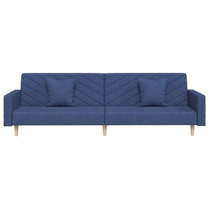 Divano Letto a 2 Posti con 2 Cuscini Blu in Tessuto | homemem39