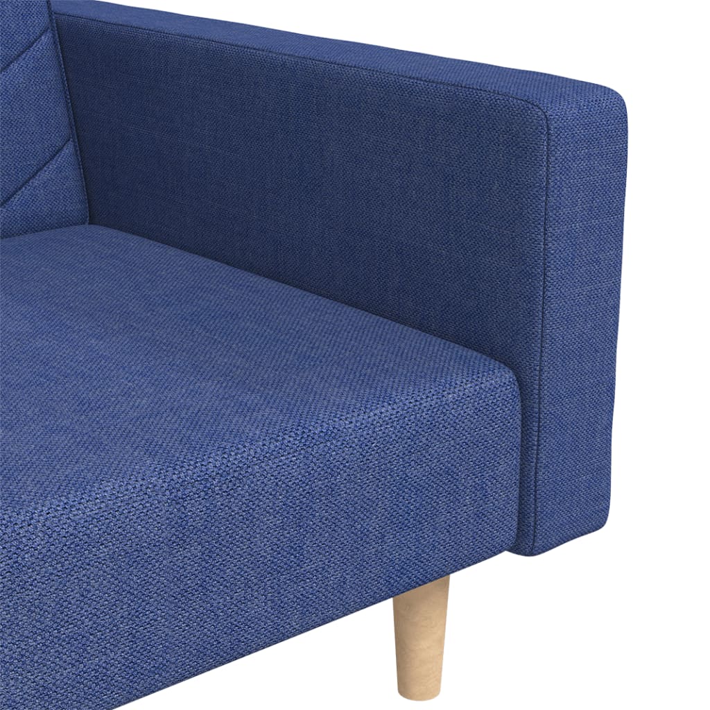 Divano Letto a 2 Posti con 2 Cuscini Blu in Tessuto | homemem39