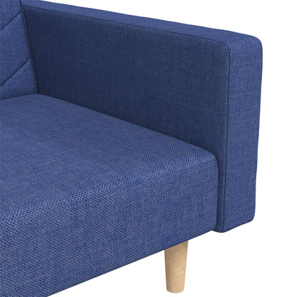 Divano Letto a 2 Posti con 2 Cuscini Blu in Tessuto | homemem39