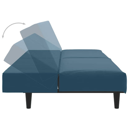Divano Letto a 2 Posti Blu in Velluto | homemem39