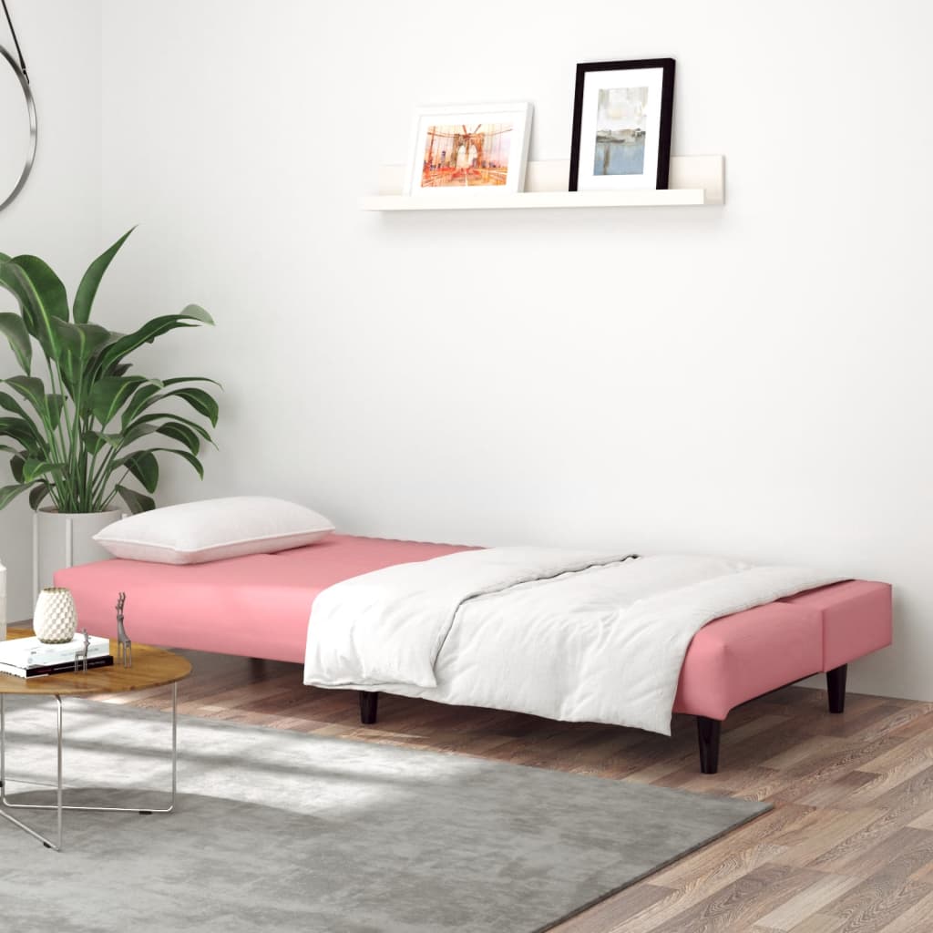 Divano Letto a 2 Posti Rosa in Velluto | homemem39