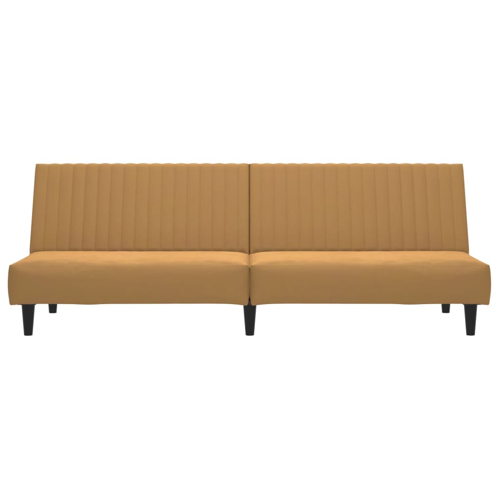 Divano Letto a 2 Posti Marrone in Velluto - homemem39