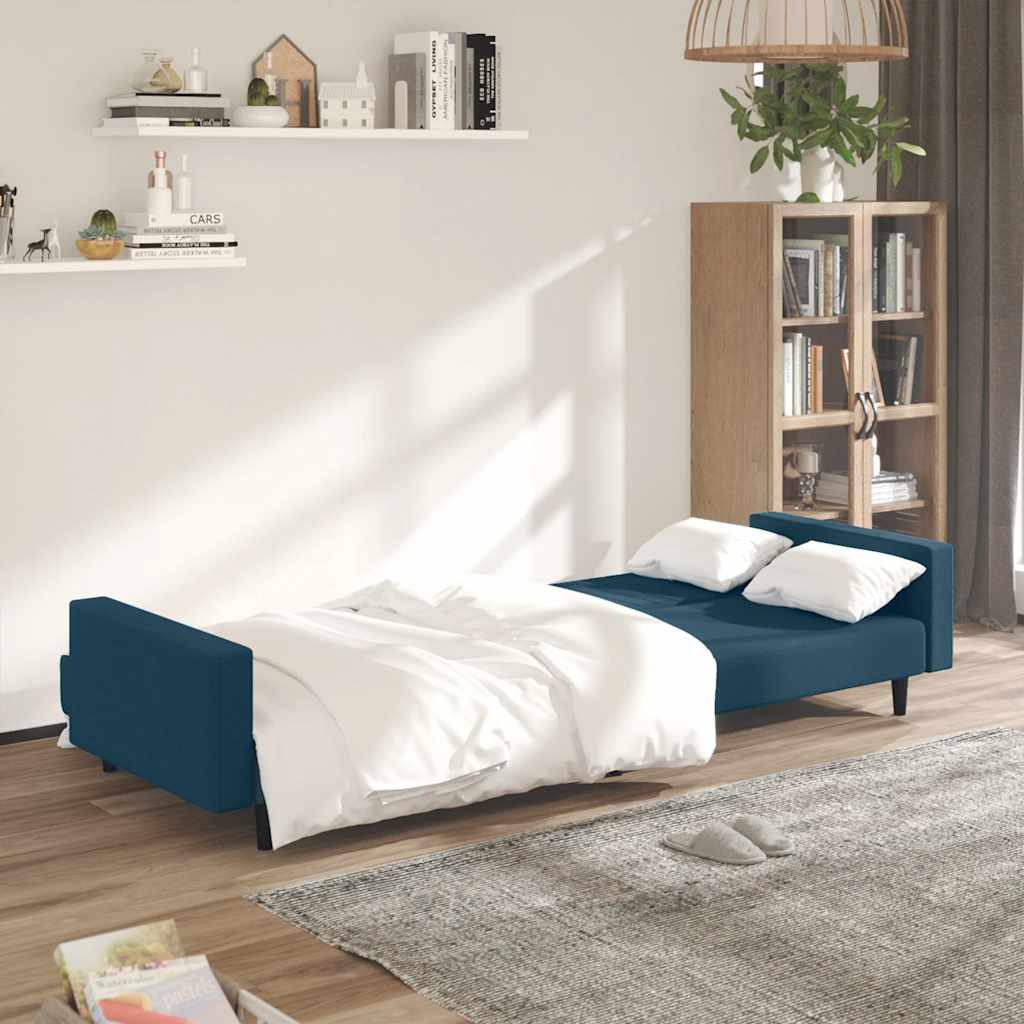 Divano Letto a 2 Posti Blu in Velluto | homemem39