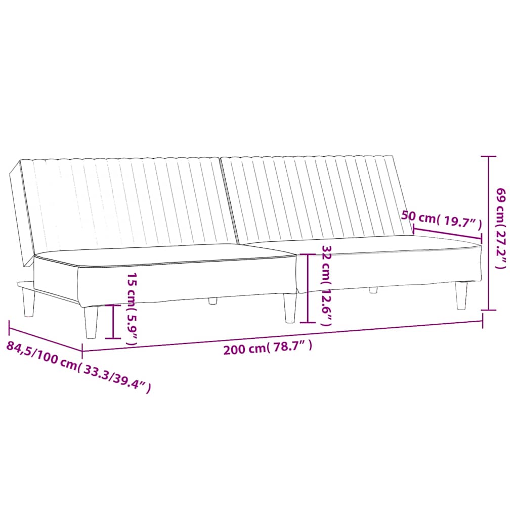 Divano Letto a 2 Posti Grigio in Similpelle | homemem39