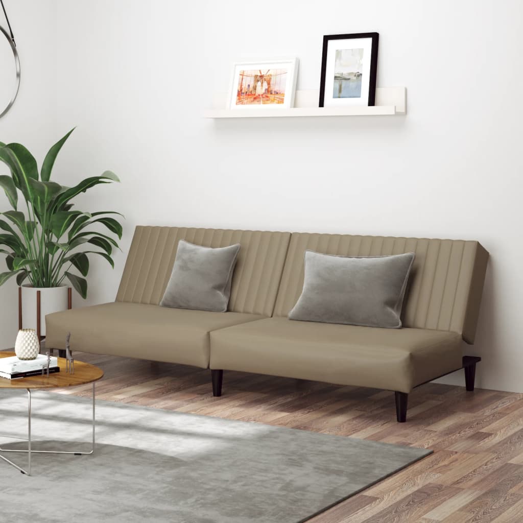 Divano Letto a 2 Posti Cappuccino in Similpelle | homemem39