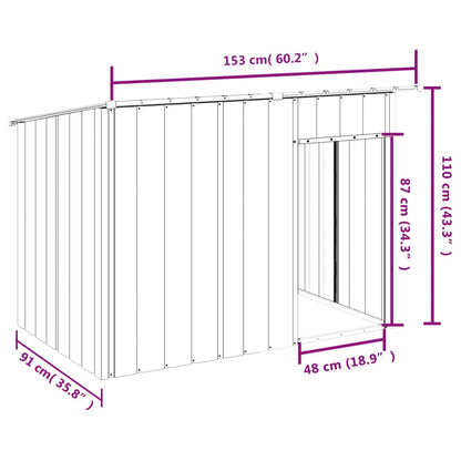 Casetta Cani con Tetto Antracite 153x91x110 cm Acciaio Zincato