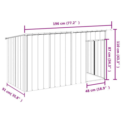 Casetta Cani con Tetto Antracite 196x91x110 cm Acciaio Zincato - homemem39