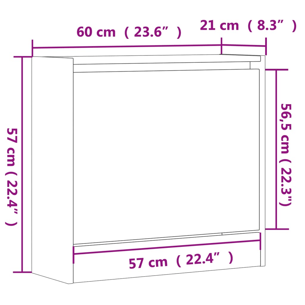Scarpiera Bianca 60x21x57 cm in Legno Multistrato - homemem39