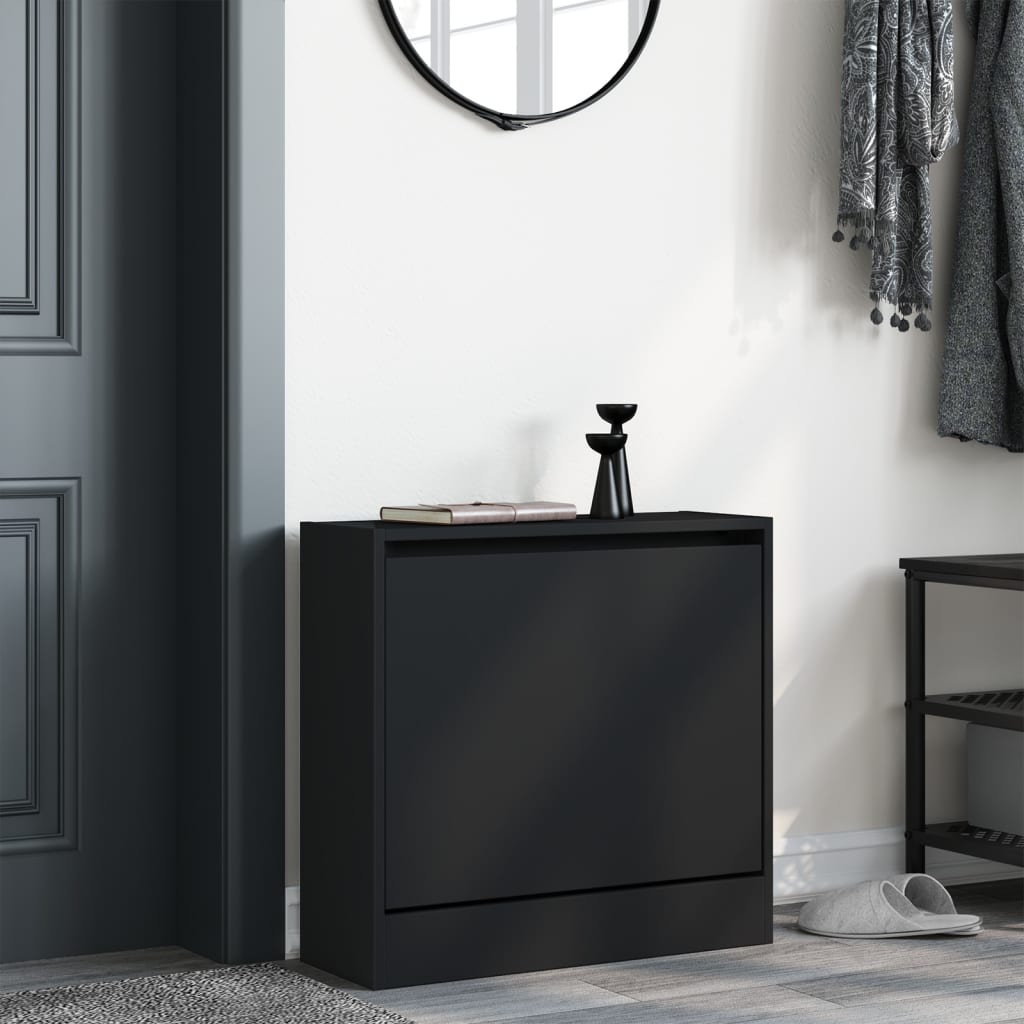 Scarpiera Nera 60x21x57 cm in Legno Multistrato - homemem39