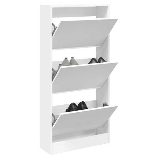 Scarpiera Bianca 60x21x125,5 cm in Legno Multistrato - homemem39
