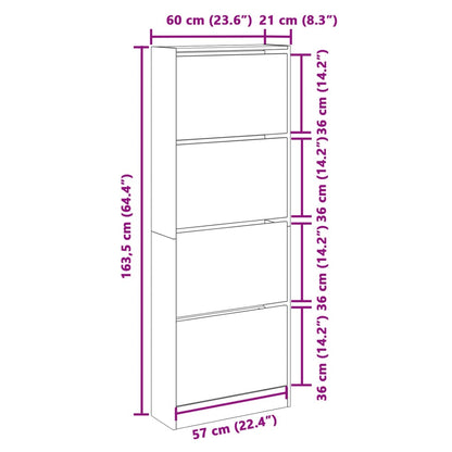 Scarpiera Bianca 60x21x163,5 cm in Legno Multistrato - homemem39