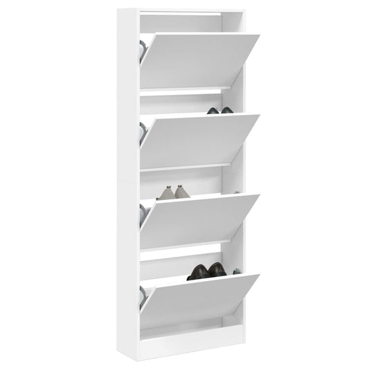 Scarpiera Bianca 60x21x163,5 cm in Legno Multistrato - homemem39