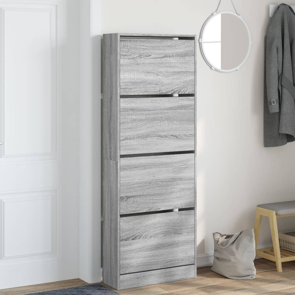 Scarpiera Grigio Sonoma 60x21x163,5 cm in Legno Multistrato