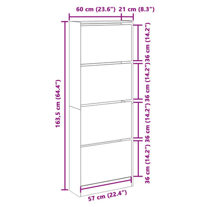 Scarpiera Grigio Sonoma 60x21x163,5 cm in Legno Multistrato