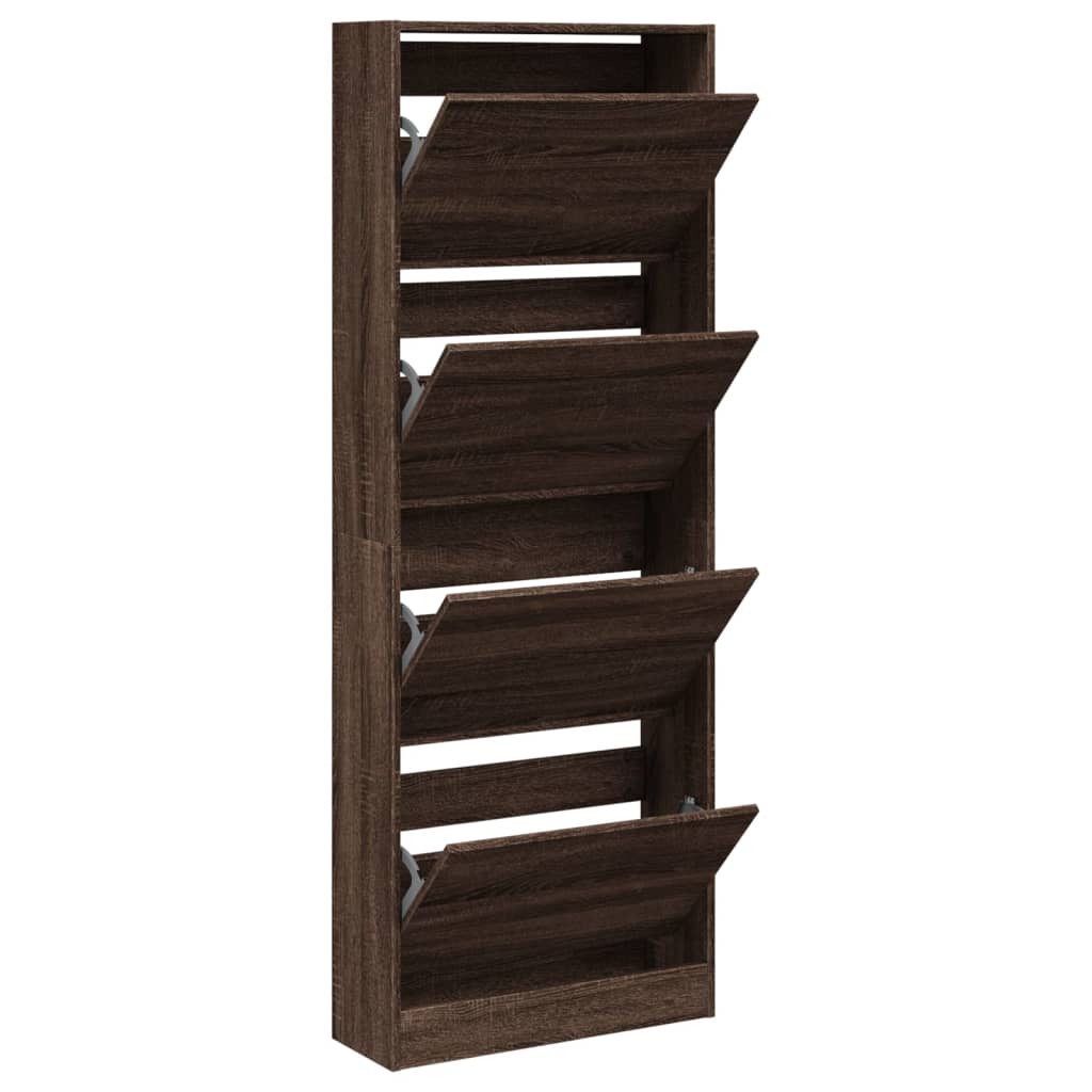Scarpiera Rovere Marrone 60x21x163,5 cm in Legno Multistrato
