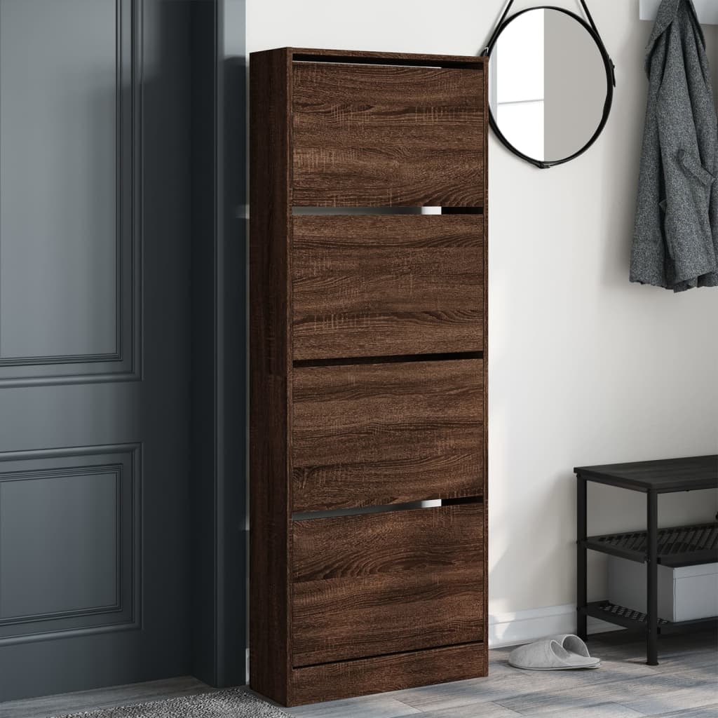Scarpiera Rovere Marrone 60x21x163,5 cm in Legno Multistrato
