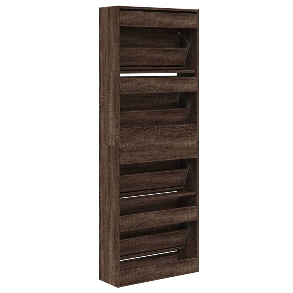Scarpiera Rovere Marrone 60x21x163,5 cm in Legno Multistrato