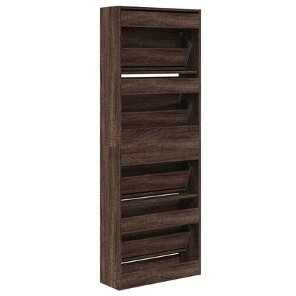Scarpiera Rovere Marrone 60x21x163,5 cm in Legno Multistrato