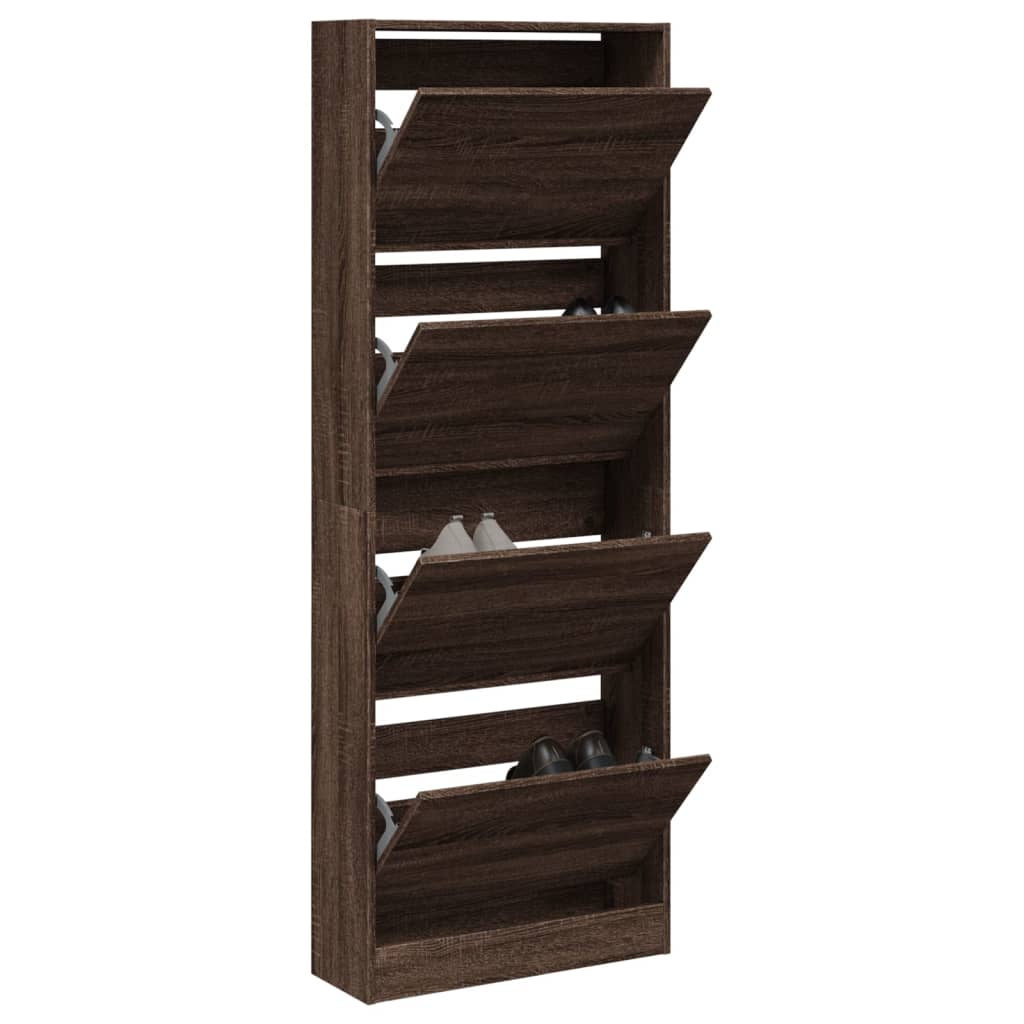 Scarpiera Rovere Marrone 60x21x163,5 cm in Legno Multistrato