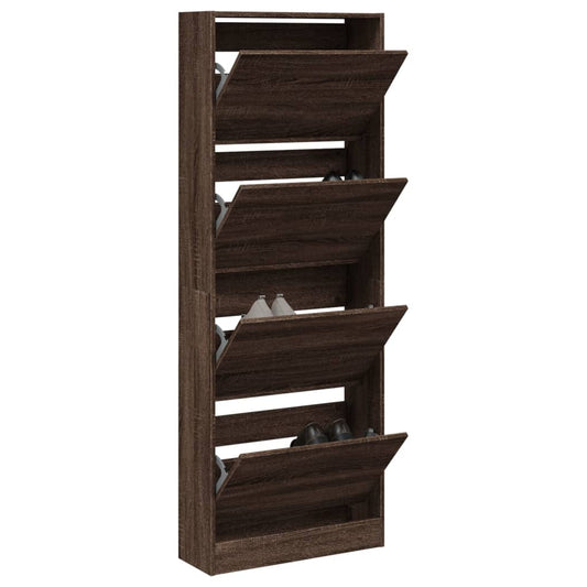 Scarpiera Rovere Marrone 60x21x163,5 cm in Legno Multistrato