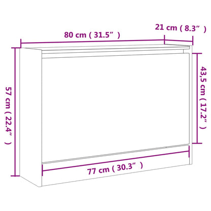 Scarpiera Rovere Fumo 80x21x57 cm in Legno Multistrato