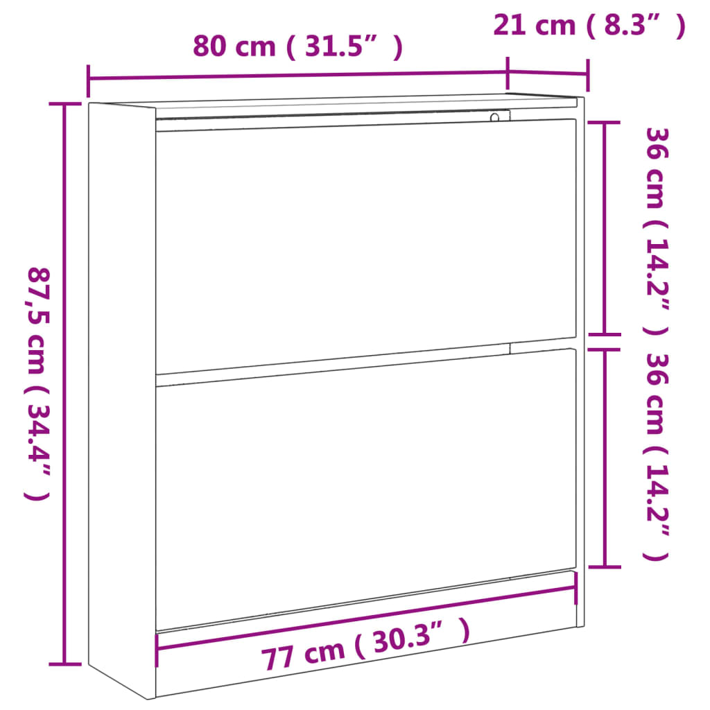 Scarpiera Nera 80x21x87,5 cm in Legno Multistrato - homemem39