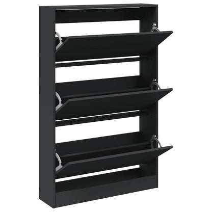 Scarpiera Nera 80x21x125,5 cm in Legno Multistrato - homemem39