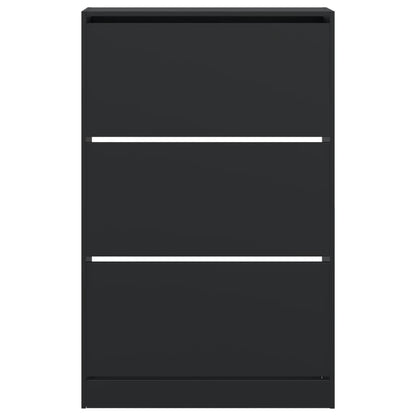 Scarpiera Nera 80x21x125,5 cm in Legno Multistrato - homemem39