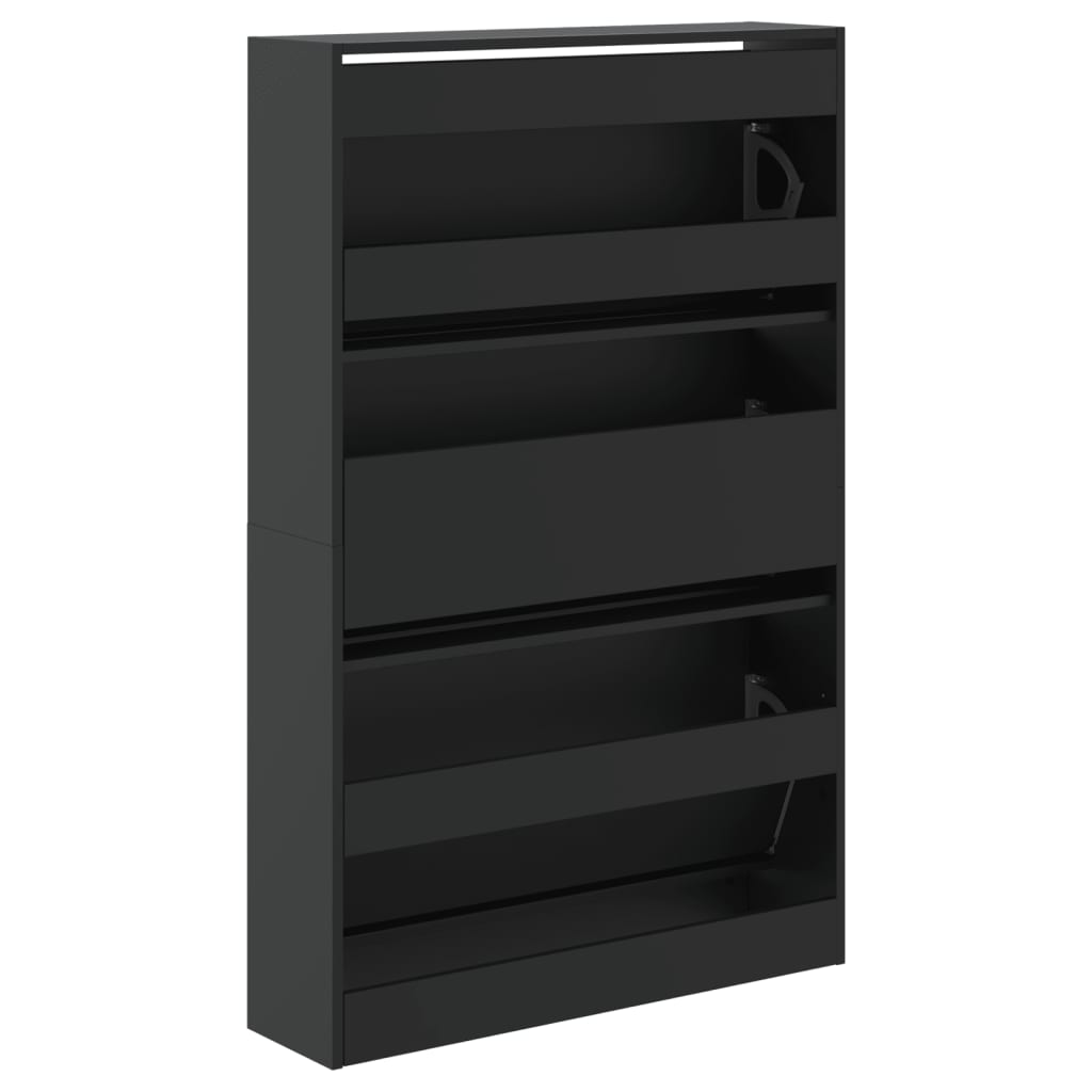 Scarpiera Nera 80x21x125,5 cm in Legno Multistrato - homemem39