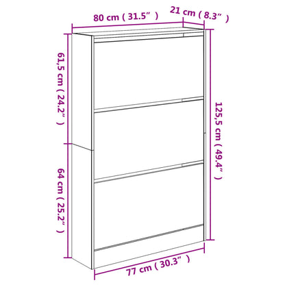 Scarpiera Nera 80x21x125,5 cm in Legno Multistrato - homemem39