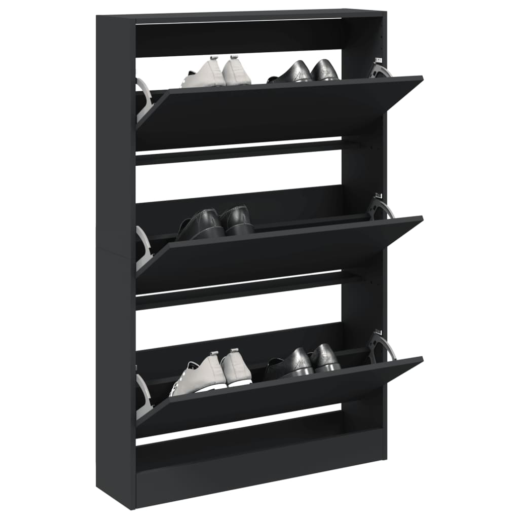 Scarpiera Nera 80x21x125,5 cm in Legno Multistrato - homemem39