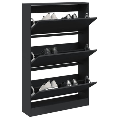 Scarpiera Nera 80x21x125,5 cm in Legno Multistrato - homemem39