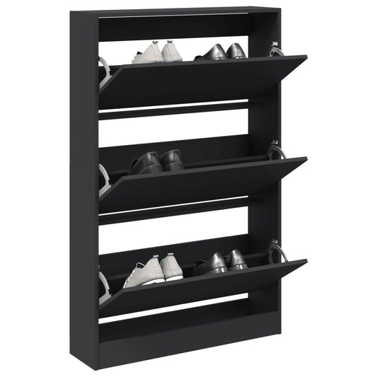 Scarpiera Nera 80x21x125,5 cm in Legno Multistrato - homemem39