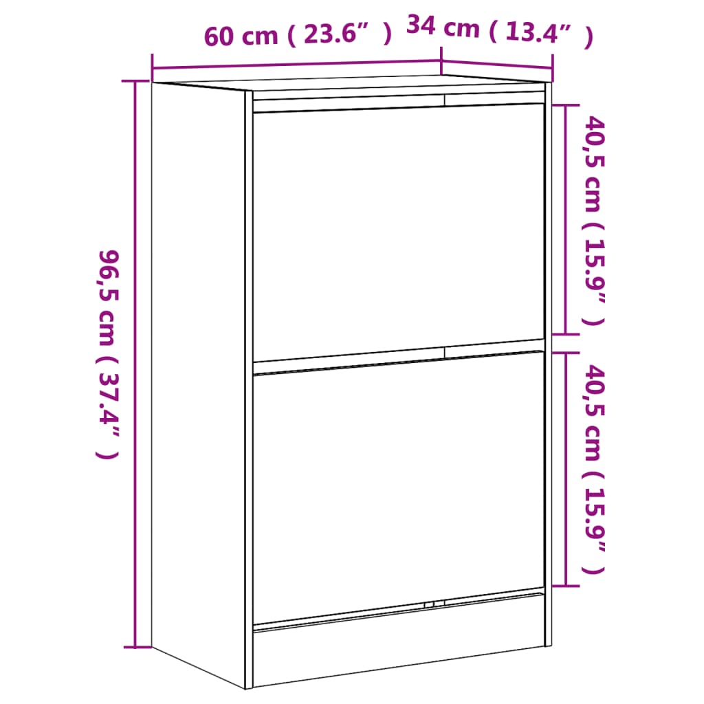 Scarpiera Rovere Marrone 60x34x96,5 cm in Legno Multistrato