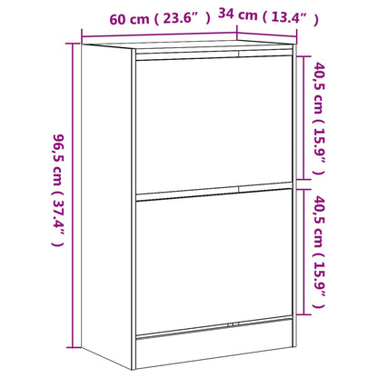 Scarpiera Rovere Marrone 60x34x96,5 cm in Legno Multistrato