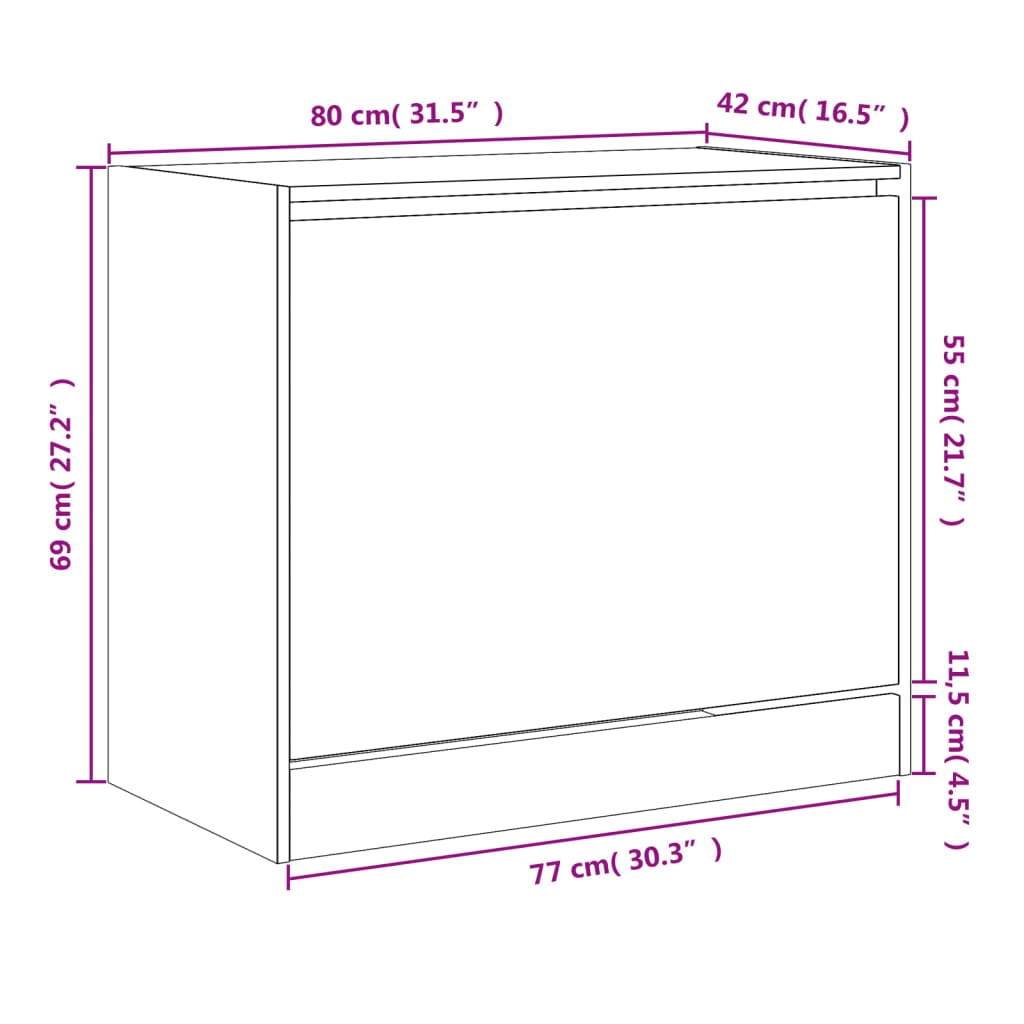 Scarpiera Rovere Fumo 80x42x69 cm in Legno Multistrato | homemem39