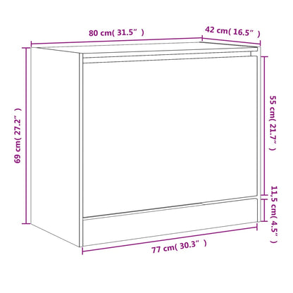 Scarpiera Rovere Fumo 80x42x69 cm in Legno Multistrato | homemem39