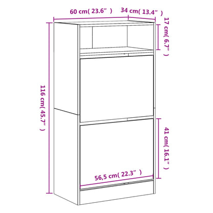 Scarpiera Grigio Cemento 60x34x116 cm in Legno Multistrato