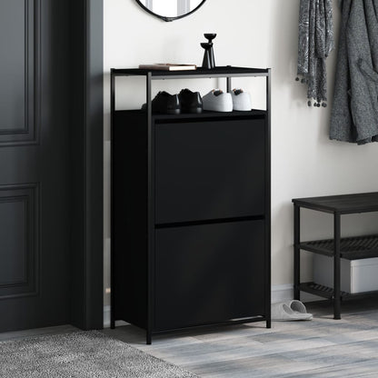 Scarpiera Nera 60x34x112 cm in Legno Multistrato - homemem39